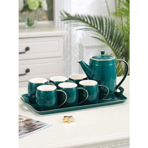 Ceramic light luxury home tea set Nordic style with tray