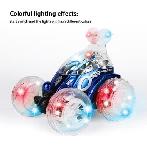 Red Invincible Tornado Acrobatic Stunt RC Car Radio-Controlled Rechargeable Vehicle with Flashing LED Lights and Music Switch