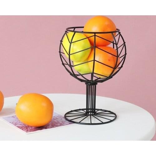 Creative Wine Glass Wrought Iron Snack Storage Basket Snack Tray Dessert Fruit Basket for Home Table Decor Party Fruit Tray