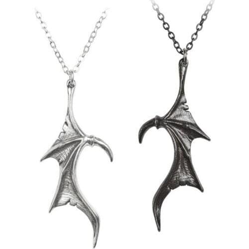 Creative Heart-Shaped Bat Wing Couple Necklace Retro Popular Men and Women Personality Simple Stitching Necklace Pendant