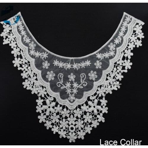 Lace false collar white embroidered fake lace collar trim diy women applique sewing supplies african guipure lace collars#3629