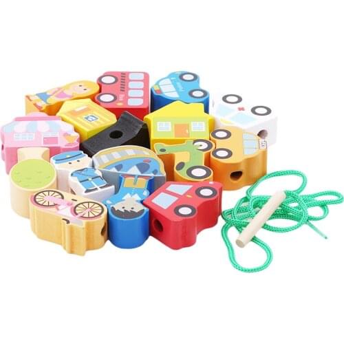Hot Toys For Children 2-4 Years Wooden Toys Baby Flower Beads String Lacing Puzzle Early Learning Educational Toddler Toys