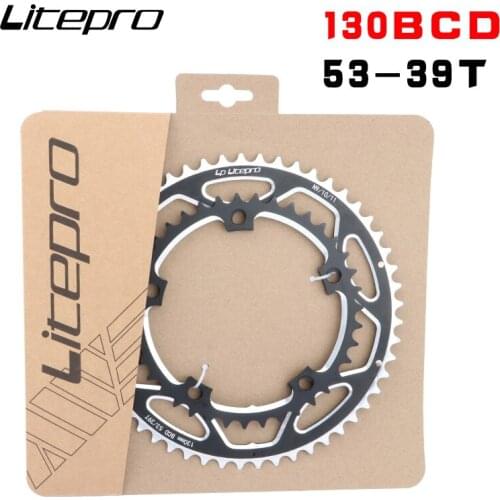 Litepro 53-39T Road Bike Crank Chainring Aluminum Alloy CNC 9/10/11 Speed Folding Bike Double Chain Wheel Crankset Litepro