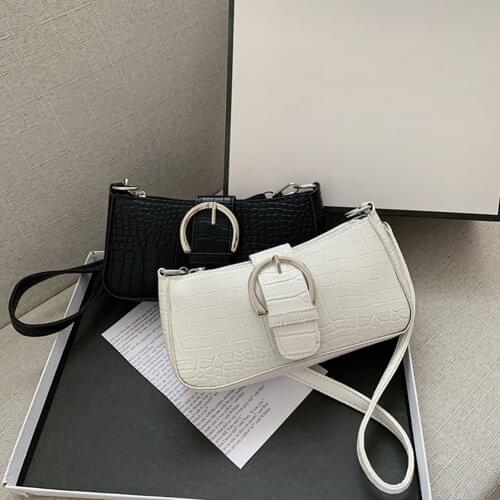 Fashion Alligator Pattern Vintage PU Leather Women Underarm Shoulder Bags 2021 Solid Color Casual Ladies Small Shoulder Handbags