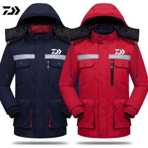 Daiwa Mens Outdoor Sports Fishing Padded Jacket Coat Mountaineering Fishing Reflective Strip Warm Waterproof Jacket