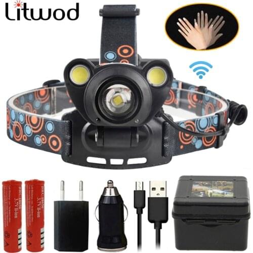 Litwod Z20 IR LED Sensor headlamp 8000LM XM-L2 U3 Intelligent induction strong head flashlight torch lamp light fishing lights