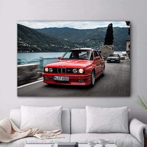 B M W E30 1986 Front Red Car Motion Coupe wall Art canvas decoration poster and prints For living room home decor painting