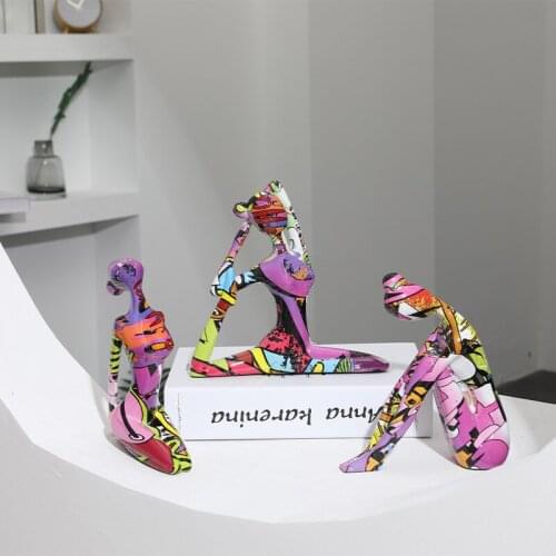Nordic Decoration Home Modern Creative Yoga Figure Ornaments Home Decor Color Resin Crafts Porch Decoration Ornaments for Home