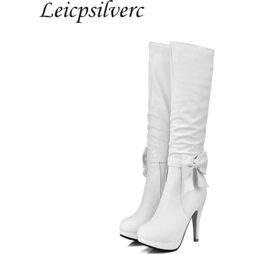 New fine boots with Biker boots high-heeled shoes female high tube in winter