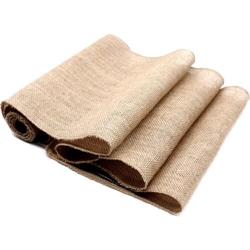 New Burlap Hessian Wedding Table Runner Vintage Rustic Home Decoration Rectangular TV Cabinet Cover Long Solid Dinner Tablecloth