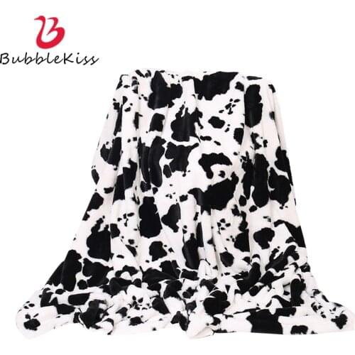 Bubble Kiss Blanket Cow Print Four Seasons Universal Home Sofa Bedroom Office Nap Air Conditioning Flannel Portable Soft Blanket