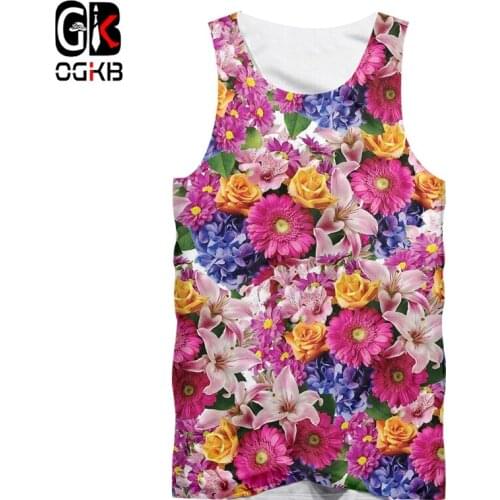 OGKB Tank Top Women/men Flower 3D Print Harajuku Vest Streetwear Hit Hop Color Summer Sleeveless Shirt Clothes