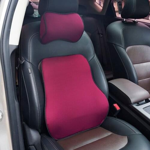 VODOOL Universal Car Headrest Neck Pillow Memory Foam Auto Car Seat Lumbar Back Waist Support Cushion Head Neck Rest Pillow Set