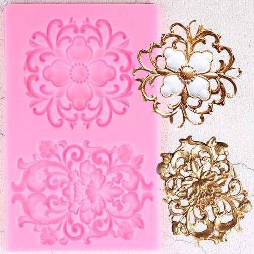 Relief Scrolls Baroque Cake Border Silicone Mold Cupcake Topper Fondant Cake Decorating Tools Candy Chocolate Gumpaste Mould