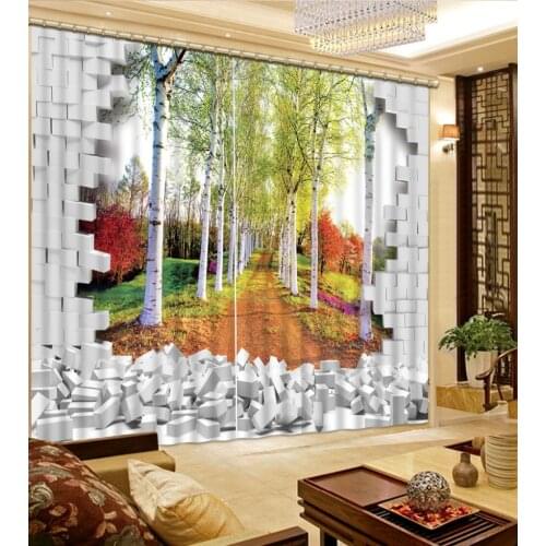 Auturn curtains Luxury Blackout 3D Curtains For Living room Bedding room Office brick curtain