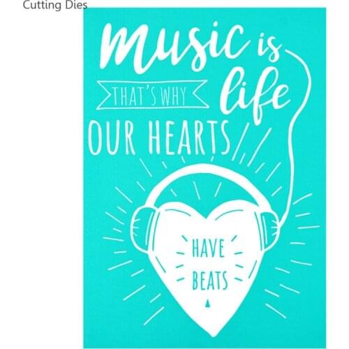 Music Is Life Phrases Printed Self-Adhesive Silk Screen Printing Stencil Mesh Transfers For Handbags T-Shirt Home Decoration