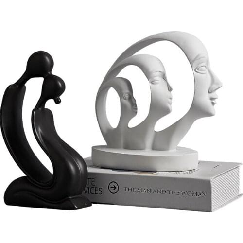 NORDIC ABSTRACT BLACK & WHITE CHARACTER SCULPTURE HOME DECORATION ACCESSORIES LIVING ROOM TV CABINET DECORATION FIGURINES GIFT