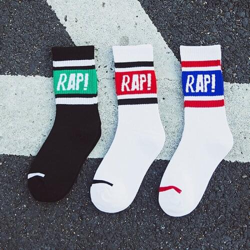 Sports cotton socks for men and women in tube letter socks rap trend Harajuku skateboard socks Korean street Europe and America