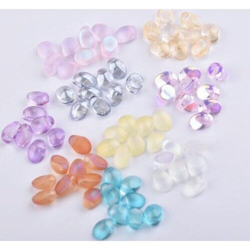 New 6*8mm Tulip Petals Glass Beads Coloured Transparent Czech Glazed Beads for Diy Jewelry Making Hairpin Earring Findings 10pcs