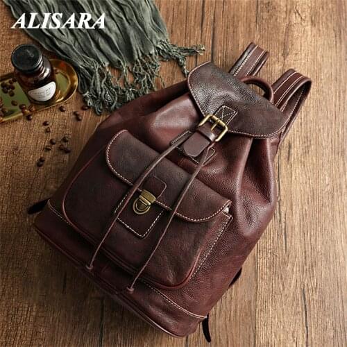 Dark brown Leather Backpack For Women,Japan popular style,Leather Anniversary Gifts Women,vintage Retro soft leather travel bag