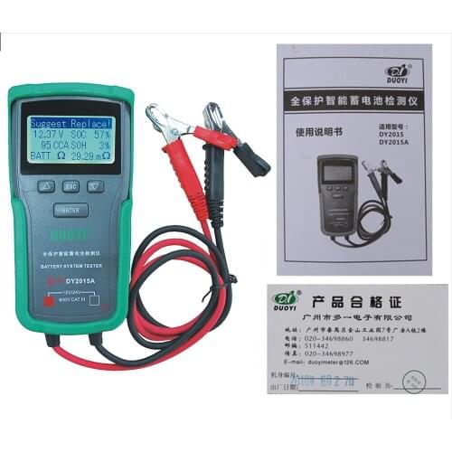DUOYI DY2015A 12V 24V Car Battery Tester Tools Lead Acid CCA Load Battery Charge Test Digital Automotive Battery Capacity Tester