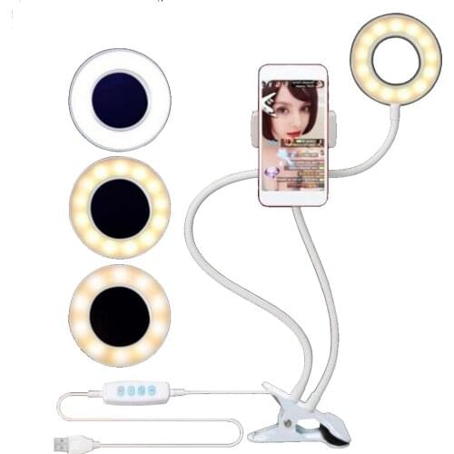 Universal Selfie Ring Light With Flexible Mobile Phone Holder Lazy Bracket Desk Lamp LED 10 Adjustable Brightness LED Ring Light