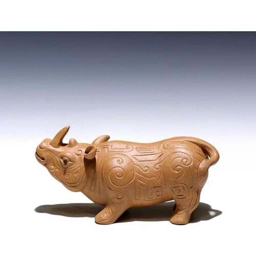 】 yixing pure manual play purple sand tea pet furnishing articles tea to have personality tea pet shining golden rhino