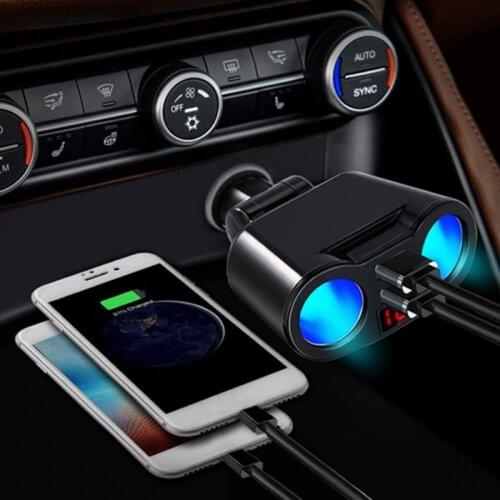 ABS DC 12V Car Cigarette Lighter Adapter Charger Rotatable IC Control Protection Accessories Parts for Smartphones MP3 Cameras