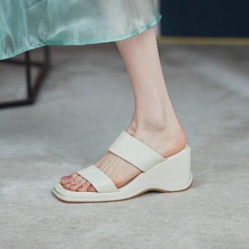 Women Fashion Brand Slipper Wedges High Heel Classics Strap Sandal Ladies Elegant New Summer Bohemian Pumps Slides