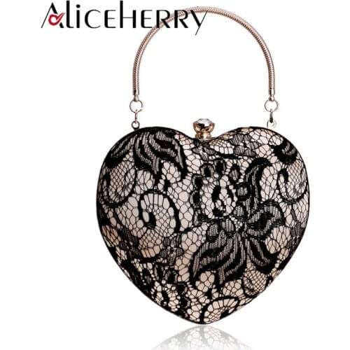 Womens Evening Clutch Heart Bag Silk Bridal Purse For Wedding Prom Night Party Bags