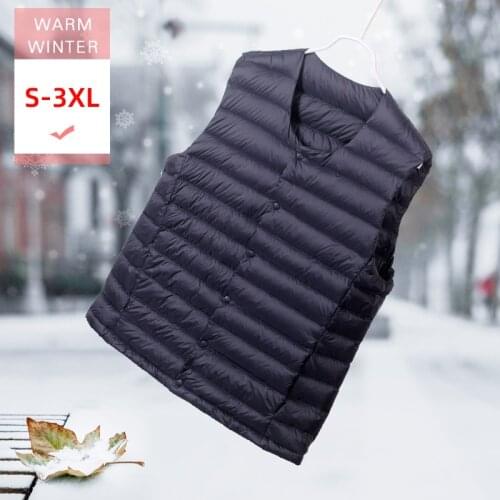 New Men Autumn Winter O-Neck Short White Duck Down Vest Male Ultral Light Soft Warm V-Neck Liner Windproof Casual Waistcoat