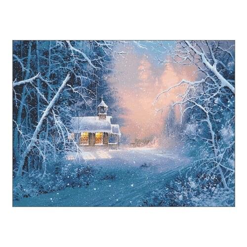 Winter night Snow day Beautiful Scenery Clear Picture Top Quality Cross Stitch Kits 14CT Unprinted Embroidered Handmade Decor