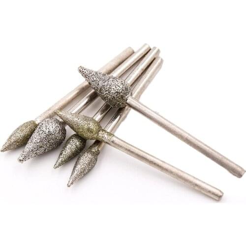 Free Shipping Torch-Shaped Electroplated Emery Diamond Grinding Head Ceramic Marble Glass Carving 60 Grit Coarse Sand 10pcs/Set