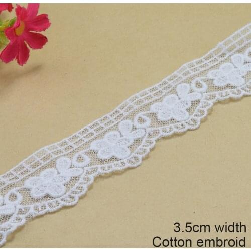 10yards 3.8cm white lace cotton embroidery lace french lace ribbon fabric guipure diy trims warp knitting sewing Accessories2886