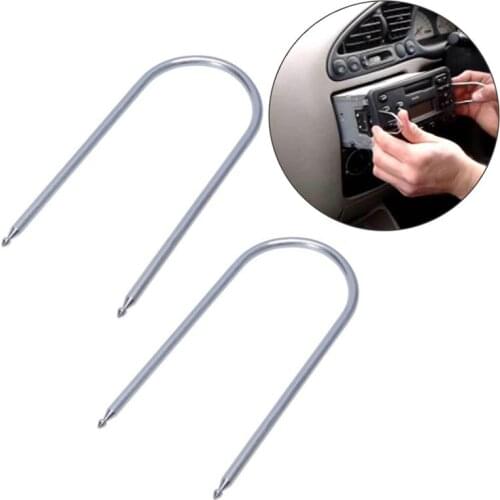 2Pcs Silvery Car CD Stereo Radio Removal Extraction Release Keys Tool For Peugeot 106 206 307 406