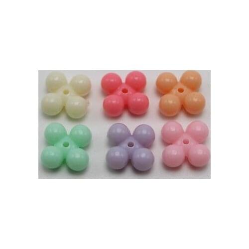 200 Mixed Pastel Color Acrylic Beaded Flower Spacer Beads 10mm Jewelry Making