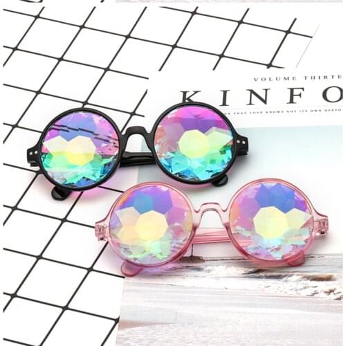 2020 Hot Brand Designer Holographic Kaleidoscope Female Male Sunglasses Retro Round Kaleidoscope Glasses Rave Festival Men Women