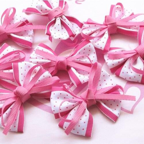 30pcs fushia color Grosgrain Ribbon Flowers Bows Wedding Appliques Supply DIY Craft