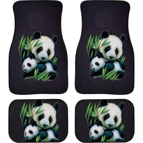 Aimaao Panda Carpet Floor Mats for Car SUV & Truck Protection 4 PCS Soft and Easy to Put on The Seats Black For Ford Honda
