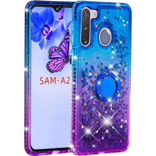 For Motorola Moto E6s E6 E5 Play G6 Plus Fashion Ring Holder Bracket Glitter Quicksand Transparent Phone Case Diamond Back Cover