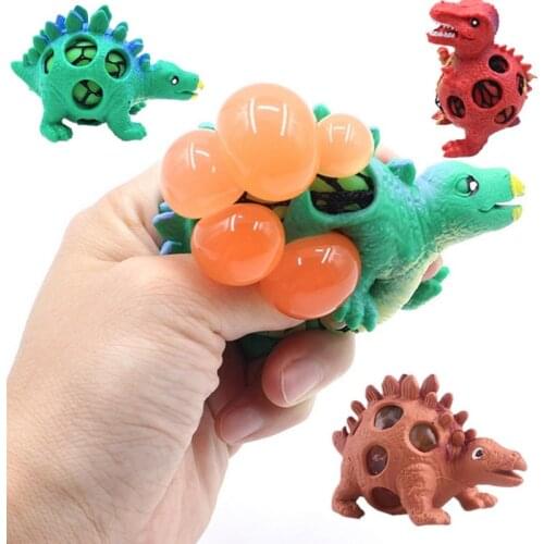 DROPSHIPPING Dinosaur Squishy Mesh Ball Grape Squeeze Relief Fidget Autism Stress Toys Anti Stress Dinosaur Grape Ball Kids Toys