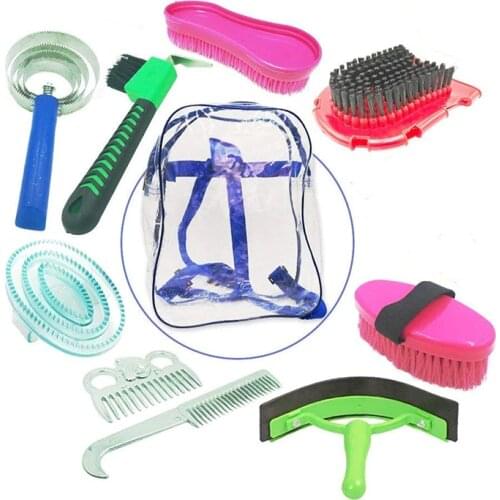 10-in-1 Horse Cleanning Tool With Horse Grooming Kit Equestrian Dusting Brush Equipment Cleaning Set Horse Riding Accessories