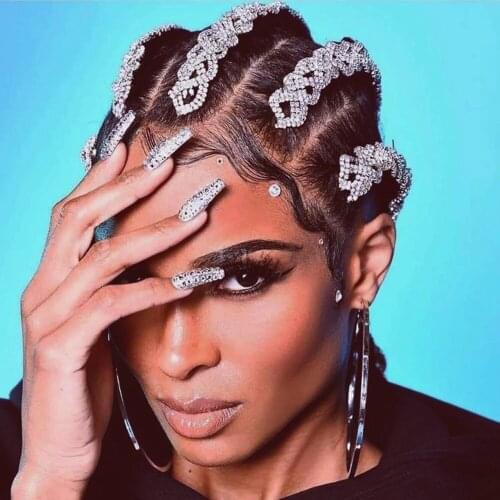 Short Rhinestone Hair Chain Dirty Braided Street Hip-Hop Long Shiny Clips Hair Jewelry Luxury Crystal Headpiece Head Chain