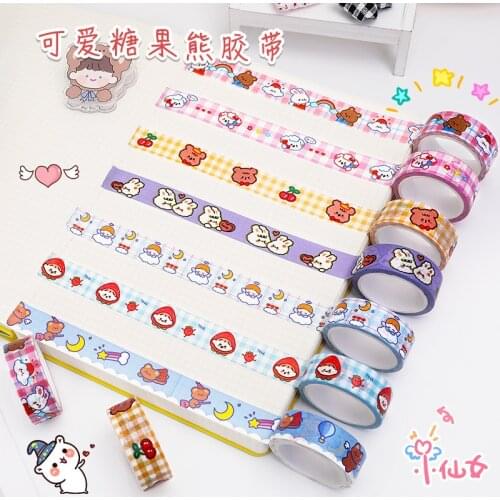 Cartoon Bear Printing Washi Tape DIY Material Decoration Masking Tape School Suppliers Stationery By Kevin&sasa Crafts