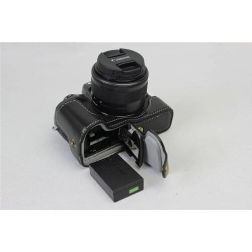 Genuine Real Leather Half Camera Bottom Case Cover Bag For Canon EOS M5 EOSM5 Bottom Opening take out easy of battery