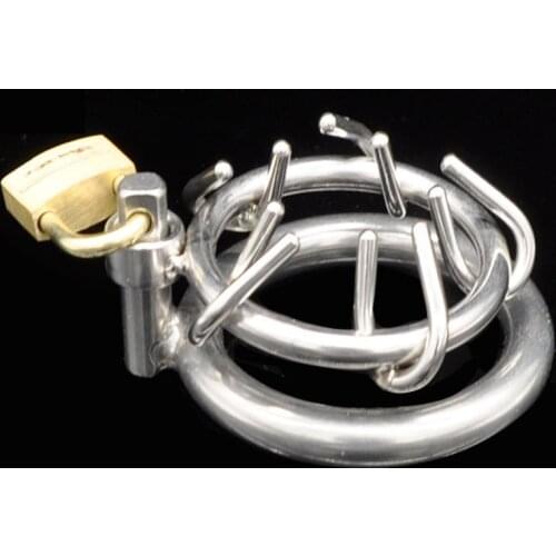 Stainless Steel Chastity Belt Male Chastity Cage Device Lock Dick Metal Spikes Cbt Lock Penis Ring Sex Toys For Men Stretcher