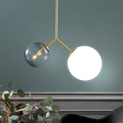 Nordic Glass Ball Pendant Lights Modern LED Hanging Lamp for Living Room Home Loft Industrial Decor Luminaire