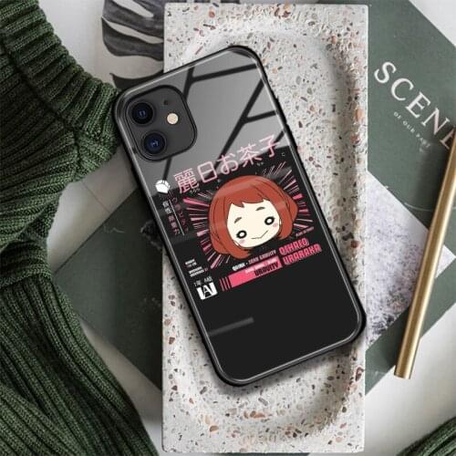Ochaco Uraraka Uravity BNHA Anime Glass Soft Silicone Phone Case FOR iPhone SE 6 7 8 Plus X XR XS 11 12 Mini Pro Max Cover Shell