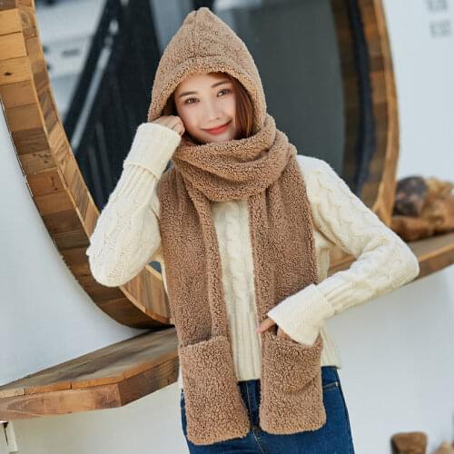 Autumn winter bonnets for women cap chapeau Beanie women hat peaked cap Panama Hat for women Hat scarf glove three piece set