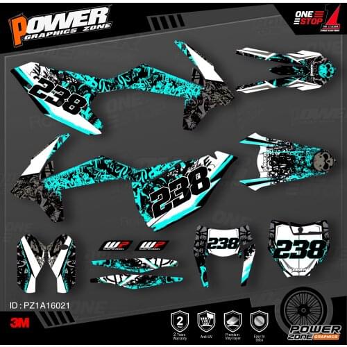 PowerZone Custom Team Graphics Backgrounds Decals 3M Stickers Kit For KTM SX SXF MX 16-18 EXC XCW Enduro 17-19 125 to 500cc 21